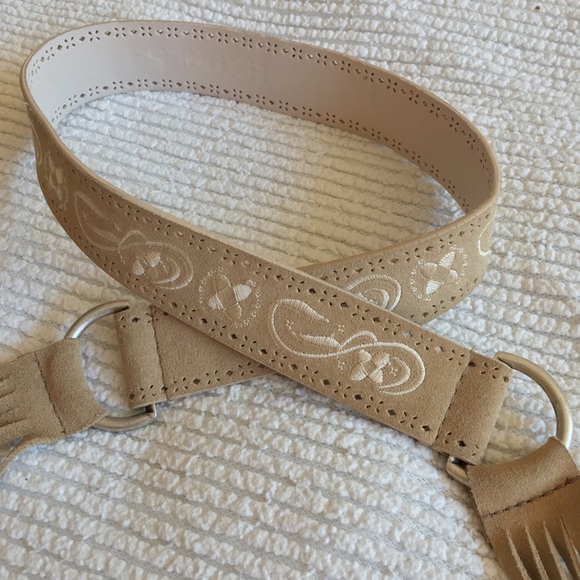 Express Accessories - Express Fringe Leather Embroided Belt Small
